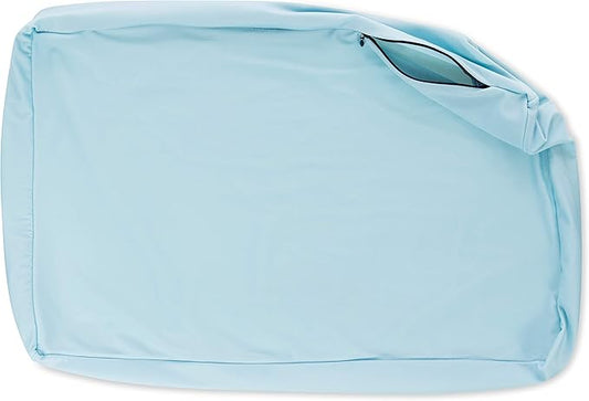 Cover Only for Premium Microbead Bed Pillow, Large Extra Smooth - Ultra Comfortable Sleep with Silk Like Anti Aging Cover 85% Spandex/ 15% Nylon Breathable, Cooling Sweet Baby Blue