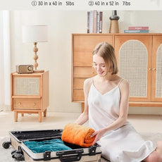 Weighted Lap Blanket 7 lbs for Adults, Luxury Soft Small Weighted Blanket, Compact Portable Weighted Lap Pad for Relaxation, Sleeping, Travel, All-Season Use, Bright Orange, 40