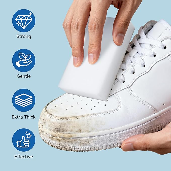 100 Pack Magic Sponge Eraser, Non-Scratch Melamine Sponges in Bulk, Multi Surface Power Scrubber Foam Cleaning Pads for Bathtub, Floor, Baseboard, Bathroom, Wall Cleaner - White Sponges