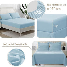 JOLLYVOGUE Full Comforter Set, Ultra-Soft Bed in a Bag Full Size 7 Pieces, Oeko-TEX Certified Bedding Set with Down Alternative Comforter, Sheets, Pillowcases & Shams, Lake Blue