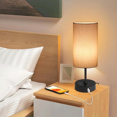 Unicozin Table Lamp for Bedroom, 3 Color Temperatures, 7 RGB Colors, Adjustable Brightness, Dual USB Charging Ports, Ambience Nightstand Light with Grey Shade, Desk Lamp for Kids Reading Home Office