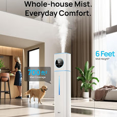 Dreo 11L Smart Humidifier Large Room 700 ft², 100H Cool Mist Air Humidifiers for Bedroom, Top-Fill Self-Cleaning Tank, 26dB, Auto Mode, Aroma Box, RGB Light, Remote & APP Control, Baby, Plant, Blue