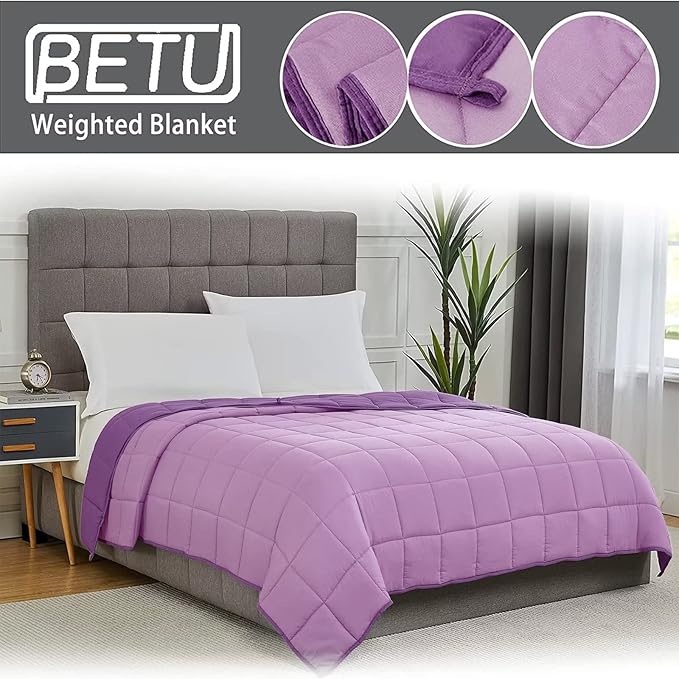 Purple Weighted Blanket for Adults 12lbs, 48"x72", Twin Full Size Cooling Heavy Throw Blanket for 110-130lbs, Microfiber Soft Thick Big Blankets Weighted Comforter Gift for Sleeping