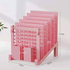 File Organizer for Desk with Storage Box & Hook, Inclined Desk File Organizer with 5-Section Vertical File Holder suitable for Home Office Document Organization (Pink-01)