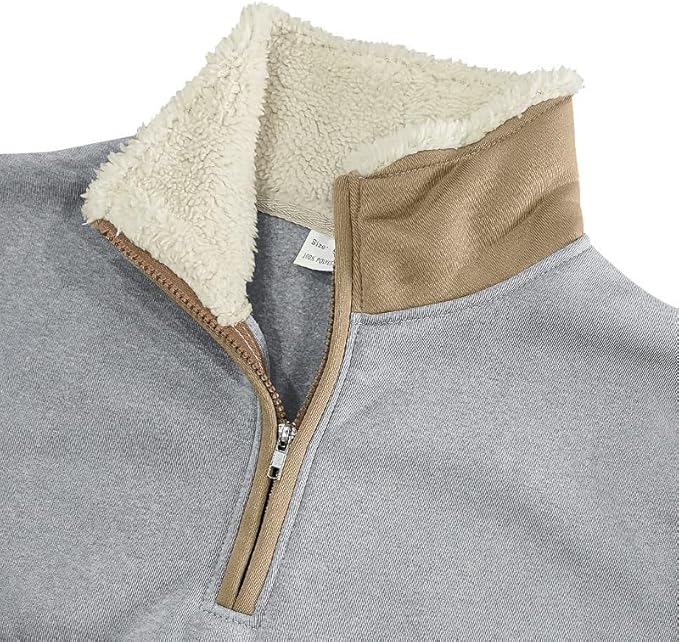 Men's Quarter Zip Sweatshirt - Stand Collar Solid Casual Top Autumn Winter Wear for Vacation Daily Use