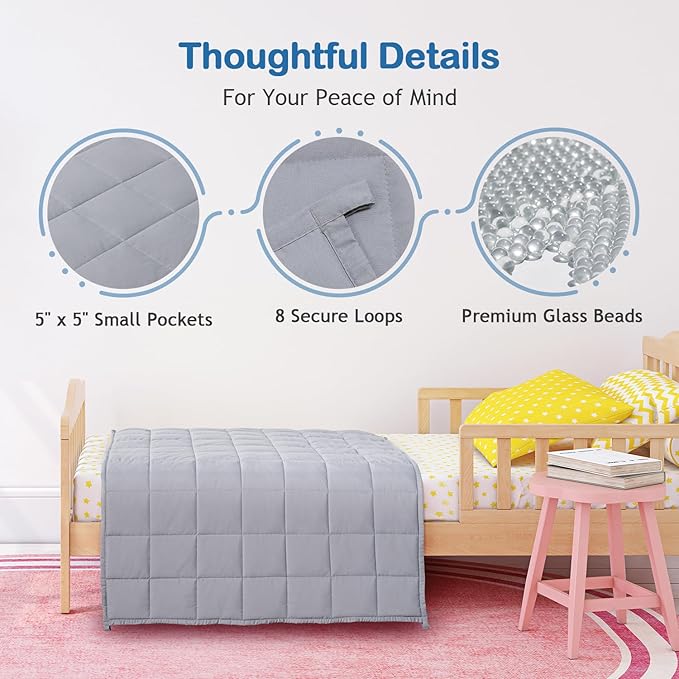 Kivik Weighted Blanket 5 lbs, Small Weighted Blanket 5 Pounds, Mini Heavy Blanket Throw, Breathable Cooling & Warm Blankets, Machine Washable, 36x48 Inches Grey