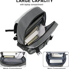 WOLT Laptop Backpack with USB Charging Port Fits Up to 17 Inch Laptop, College Backpack for Men Women, Computer Business Bookbag, Grey