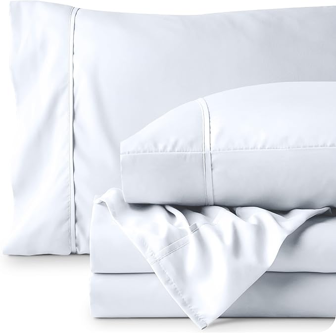 Bare Home Queen Sheet Set - Luxury 1800 Ultra-Soft Microfiber Queen Bed Sheets - Double Brushed - Deep Pockets - Easy Fit - 4 Piece Set - Bedding Sheets & Pillowcases (Queen, White) BareHome
