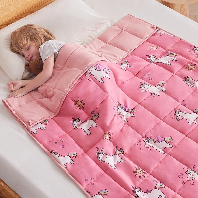 anfie Weighted Blanket Kids(36"x48" 3lbs) Weighted Blanket Cooling Blanket for Sleeping,Throw Size Breathable Blanket with Premium Glass Bead(Little Unicorn)