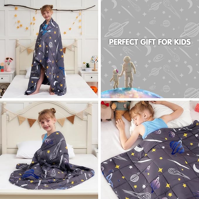 yescool Star Weighted Blanket 3 Pounds Cooling Weighted Lap Blanket, Galaxy Moon Heavy Blanket for Sleeping, Weighted Throw Blanket Gift for 20-40lbs, 36"x48"