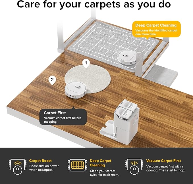 roborock Qrevo S Robot Vacuum and Mop, Self-Drying, Auto Mop Washing, 7000Pa Suction, Self-Emptying & Refilling, 10mm Mop Lifting, 200RPM Spinning Mops, Smart Obstacle Avoidance, White (Renewed)