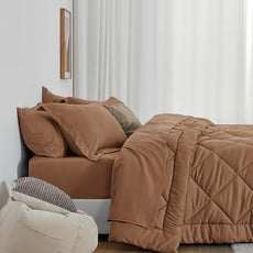 Love's cabin Twin XL Comforter Set Mocha Mousse, 5 Pieces Twin XL Bed in a Bag, All Season Bedding Sets with 1 Comforter, 1 Flat Sheet, 1 Fitted Sheet, 1 Pillowcase and 1 Pillow Sham