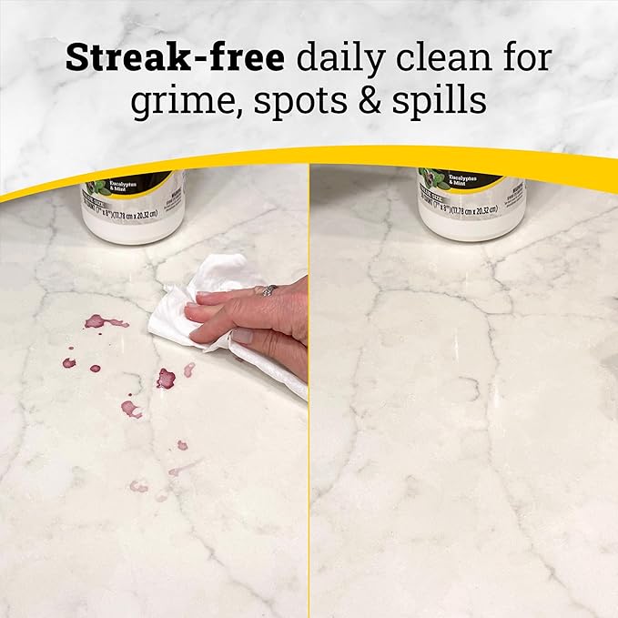 Zep Home Pro Counter & Stone Wipes 50 count - R59212 - Streak-free daily clean for grime, spots and spills