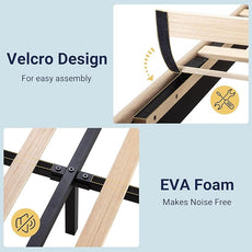 Allewie Twin Size Platform Bed Frame with Fabric Upholstered Headboard and Wooden Slats Support, Fully Upholstered Mattress Foundation/No Box Spring Needed/Easy Assembly, Beige