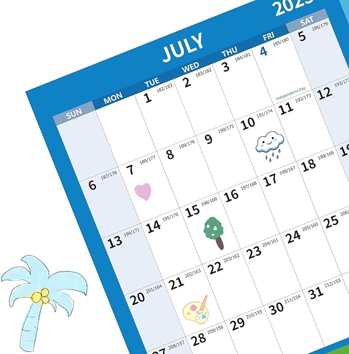 2026 Wall Calendar 34.8" x 22.8" Large Vertical Yearly 2025-2026 Wall Hanging Calenda with Julian Date from July 2025 to June 2026 Thick Paper Calendar 12 Month Annual Planner for Office Fridge(Colorful)