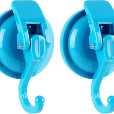 Heavy Duty Vacuum Suction Cup Hooks, Blue Plated Polished Super Suction for Kitchen Bathroom, 2 Pack