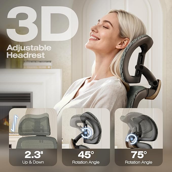 ELABEST X100 Ergonomic Mesh Office Chair with Footrest, Big and Tall Hone Desk Chair with 5D Flip-Up Arms, Adjustable 3D Lumbar Support,Gaming & Executive Computer Chairs for Long Hours