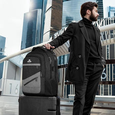 MATEIN 17 Inch Backpack for Men, Professional Work Office Laptop Backpack with USB Charging Port & Trolley Sleeve, Water Resistant Large College Daypack Travel Carry On, Black Grey
