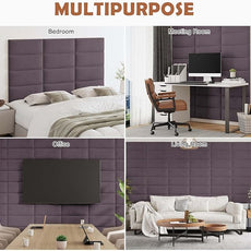 IFNOW Wall Mounted Upholstered Headboard Full, 3D Peel and Stick Soundproof Panels, Reusable and Removable Padded Leather Bed Headboard, 6 Panels 9.84