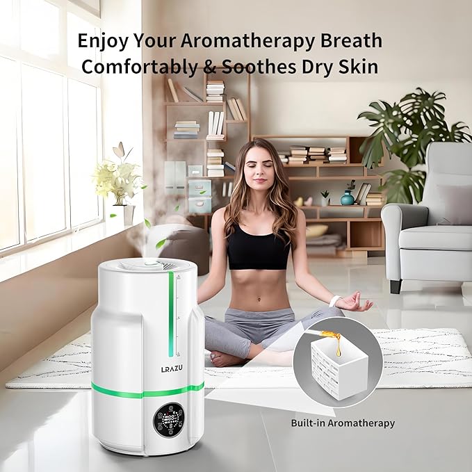 6L/1.6Gal Humidifiers for Bedroom, 60H Runtime 26 dB Quiet Supersized Cool Mist Air Humidifiers for Large Room, Baby Nursery, Plant, Indoor, Night Light, Easy to Clean, Precise Humidity Control