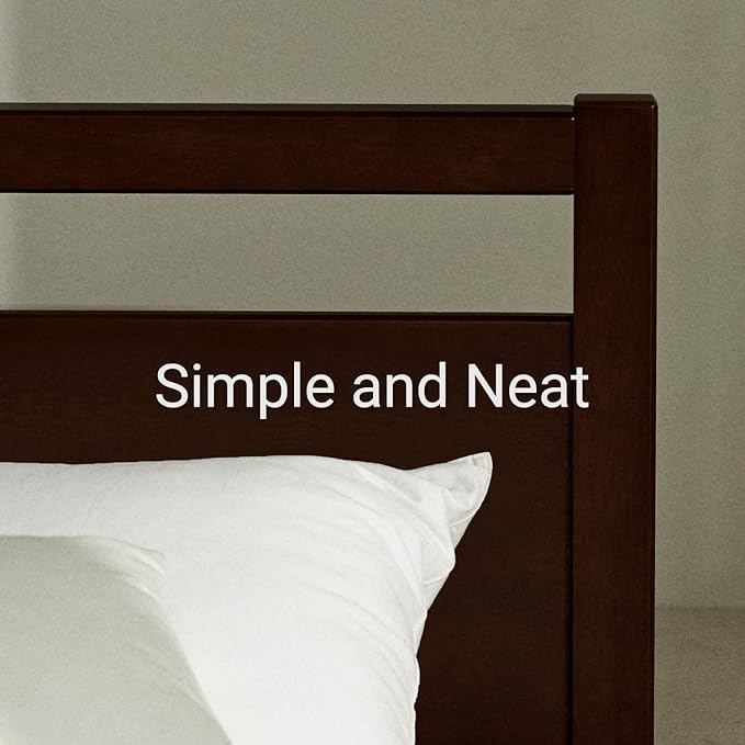 LIFEMENT Signature Wood Platform Bed Frame with Headboard, Essential, Noise Free, Under Bed Storage, No Box Spring Needed, Easy Assembly (Walnut, Queen (U.S. Standard))