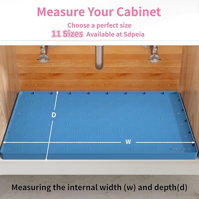 Sdpeia Under Sink Mat 31"×22" Waterproof Silicone Cabinet Liner & Sink Protector for Kitchen & Bathroom, Multi-Purpose Organizers Tray for Pets, Laundry, Cat Litter Mat