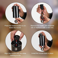 Waterless Diffuser for Essential Oil Nebulizer, 7 Colors LED Light, Battery Powered Mini Scent Air Machine, Aromatherapy Mist Diffuser for Home Room Car Office Black