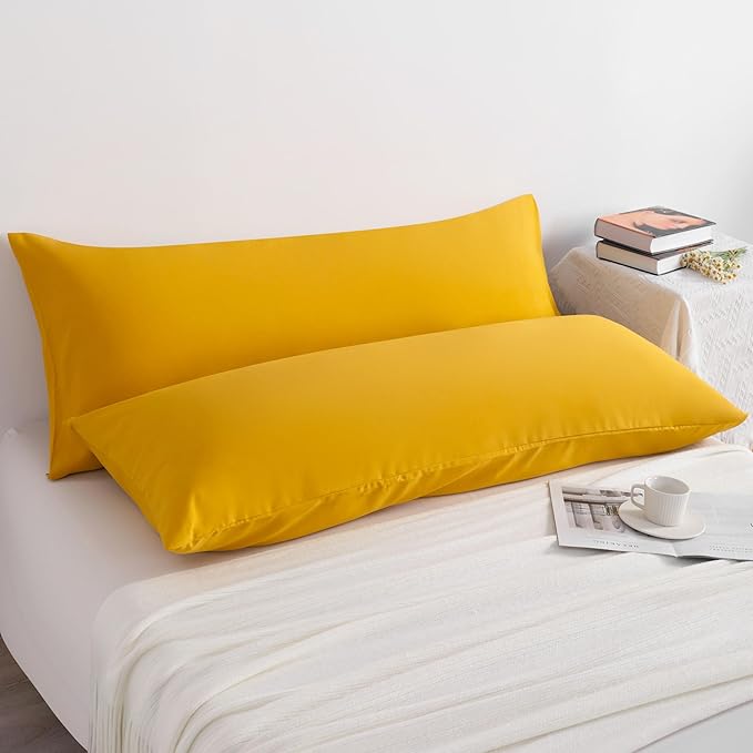 NTBAY 2-Pack Body Pillowcases, 20x54 inches, Ginger Yellow, Soft, Wrinkle, Fade Resistant, Envelope Closure, Microfiber, 2 Pieces