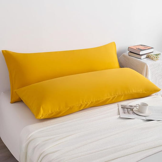 NTBAY 2-Pack Body Pillowcases, 20x54 inches, Ginger Yellow, Soft, Wrinkle, Fade Resistant, Envelope Closure, Microfiber, 2 Pieces