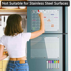 Acrylic Magnetic Dry Erase Board Calendar for Fridge, Clear Monthly Planner and Memo Whiteboard for Refrigerator, w/ 8 Colors Markers, 15 x 11