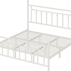 Allewie 14 Inch King Size Metal Platform Bed Frame with Victorian Vintage Headboard and Footboard/Mattress Foundation/Under Bed Storage/No Box Spring Needed/Easy Assembly/Noise Free/White