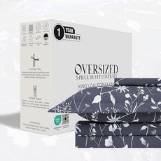 Southshore Fine Living, Inc. Oversized Blue Floral Duvet Cover King Size/California King Duvet Cover Floral, Easy Care Hotel Quality Bedding King/Cal King, 2 Pillow Shams - Secret Meadow Blue