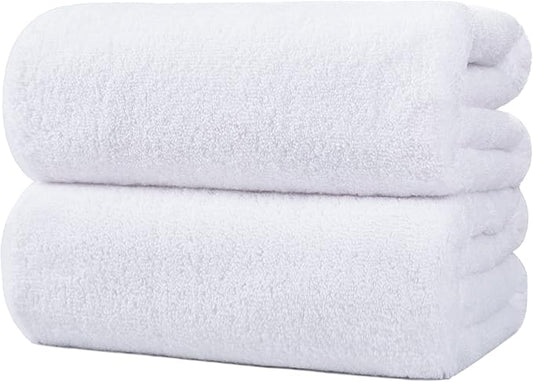 POLYTE Quick Dry Lint Free Microfiber Bath Sheet, 35 x 70 in, Pack of 2 (White)