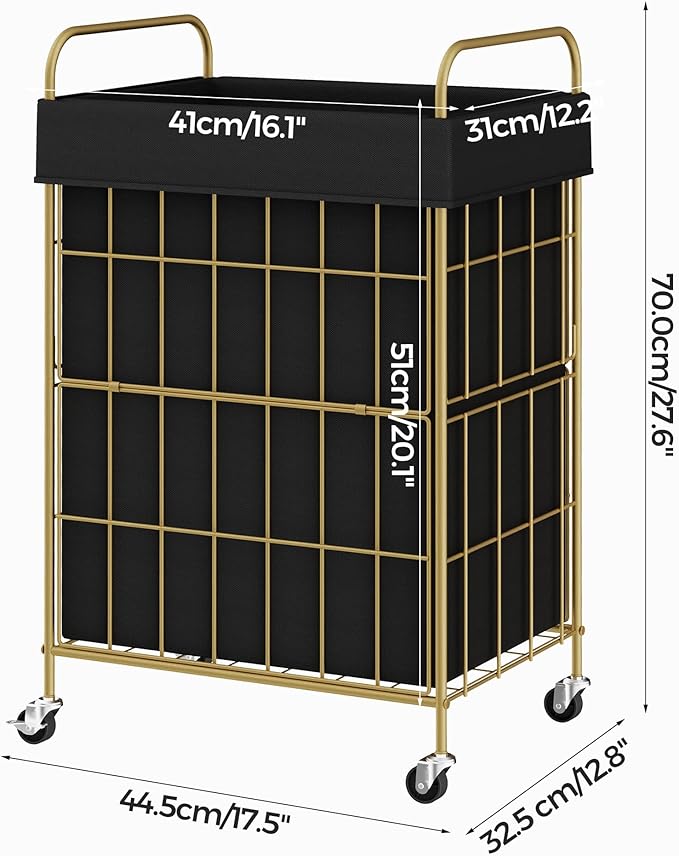 Laundry Hamper with Wheels, 90L Laundry Basket with Handle, Laundry Sorter with Removable Liner Bag