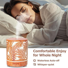 Essential Oil Diffuser Metal Aromatherapy Oil Diffusers for Large Room,Water Plants Pattern Ultrasonic Cool Mist Diffuser with Waterless Auto Shut-Off Protection,for Home Office,300ML