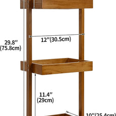 Utoplike Teak Shower Caddy Shelf, Standing Shower Organizer for Bathroom Corner, Wooden Freestanding Racks Storage for Inside Shower, Bath, Office, Stand Up 3 Tier Kitchen Desktop Organization