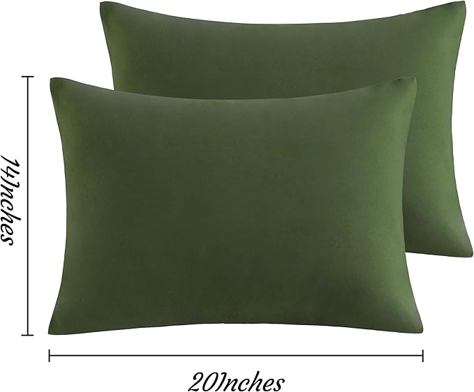 NTBAY Toddler Pillow Cases Set of 2, 2 Pack Brushed Microfiber 14x20 Pillow Cases, Soft, Wrinkle, Fade, Stain Resistant Olive Green Pillow Cases with Envelope Closure, 14x20 Inches, Olive Green