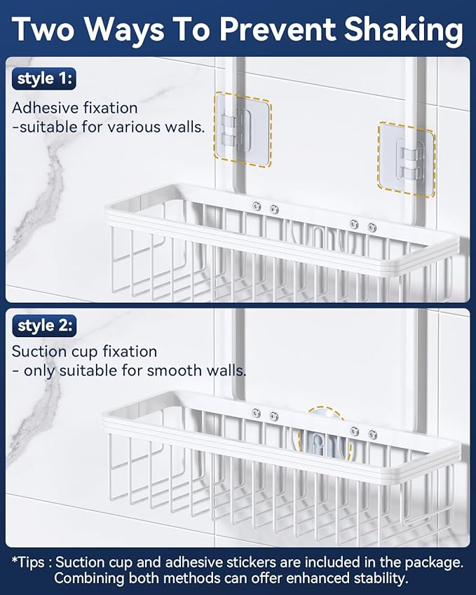 YASONIC Shower Caddy Hanging, Never Rust Shower Organizer Hanging, Aluminum Shower Racks for Inside Shower with Hooks for Razor, Bathroom Organizers and Storage with Soap Holder, White