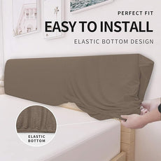 Easy-Going Stretch Bed Headboard Cover,Small Square Jacquard Headboard Slipcover, Dustproof Bed Head Cover for Bedroom (Twin,Camel)