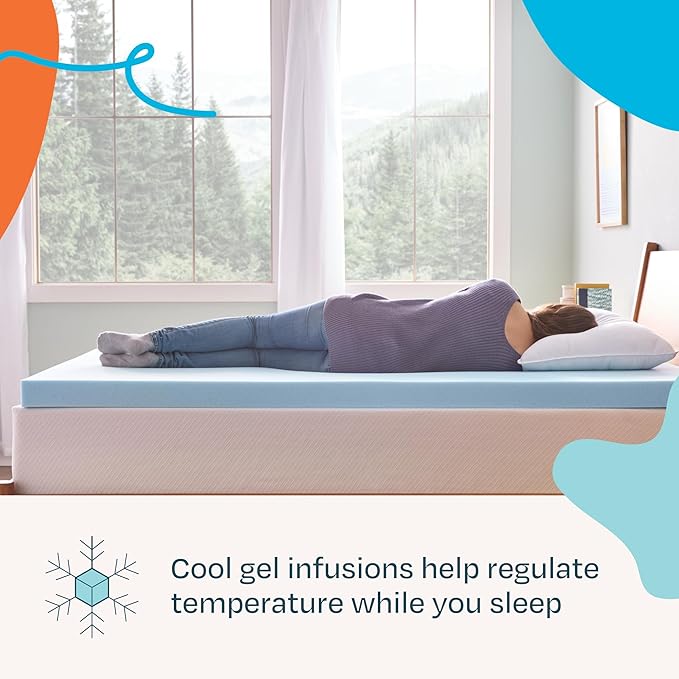Linenspa 3 Inch Gel Swirl Memory Foam Mattress Topper – Cooling Gel Infused – Pressure Relieving Bed Topper - Mattress Pad – CertiPUR Certified - California King Size