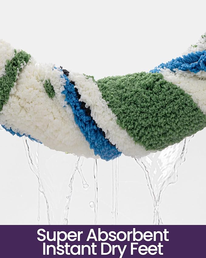 DEXI Striped Bath Mats for Bathroom 43x24, Washable Absorbent Bathroom Rugs with Non Slip Backing, Extra Soft Plush Microfiber Shower Rugs for Tub, Floor, Sink, Blue and Green