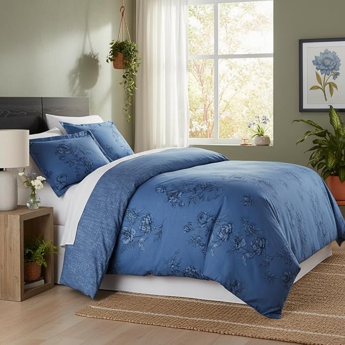 Southshore Fine Living, Inc. Boho Paisley Duvet Cover Twin/Twin XL Set - Premium Quality Microfiber Twin Boho Bedding Sets, Easy Care - 1 Twin Duvet Cover, 1 Sham - Harmony Blue