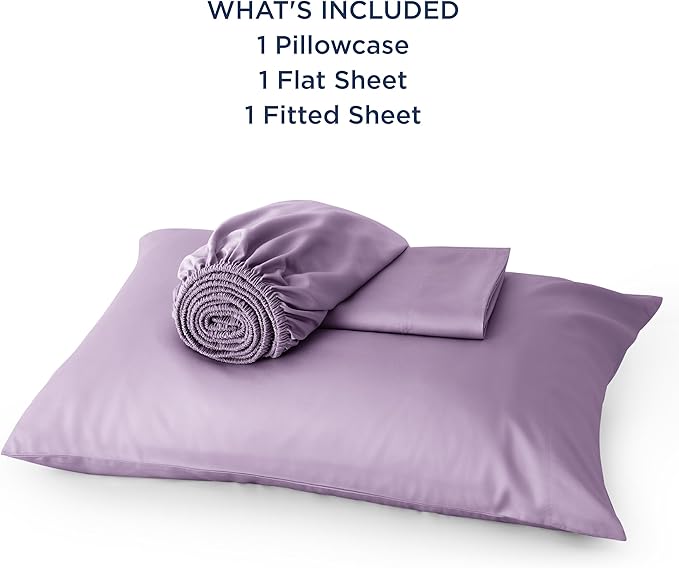 Bedsure Cooling Sheets Twin, Rayon Derived from Bamboo, Breathable & Soft Twin Sheets Set, Deep Pocket Up to 16 Inches, Hotel Luxury Silky Bedding for Hot Sleepers, Lilac