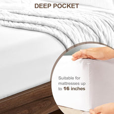 FreshCulture California King Fitted Sheet Only - Hotel Quality Fitted Sheet - Ultra Soft & Breathable - Brushed Microfiber - Deep Pocket - Cooling Fitted Sheets for Cal King Size Bed (White)
