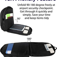 MATEIN 17 Inch Backpack for Men, Professional Work Office Laptop Backpack with USB Charging Port & Trolley Sleeve, Water Resistant Large College Daypack Travel Carry On, Black Grey