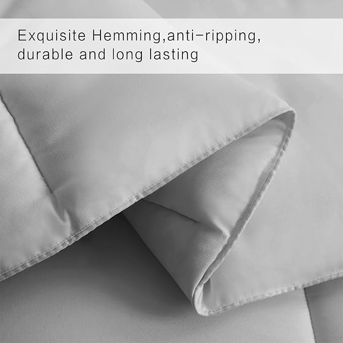COHOME Quilted Full Size Comforter - All-Season Down Alternative Duvet Insert - Luxury Hotel Winter Warm Light Grey Comforter with Anti-Clump Tech & 8 Tabs - Gift for Women & Men (82"x86")