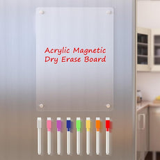 Acrylic Magnetic Dry Erase Board for Fridge, Clear Whiteboard for Refrigerator, Notepad Memo to Do/Grocery List White Board, w/ 8 Colors Markers, 12