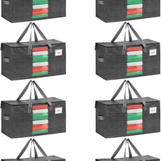 VENO 8 Pack Moving Bags, Christmas Storage Bins, Moving Boxes Alternative, Comforter and Blanket Storage Bags, College Dorm Packing Supplies, Foldable Heavy-Duty Tote with Window (Gray, 8 Pack)