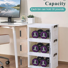 OlarHike 23QT Stackable Storage Bins with Lids - Folding Storage Box with Doors and Wheels, Collapsible Plastic Storage Drawers for Closets, 6 Pack Cubes