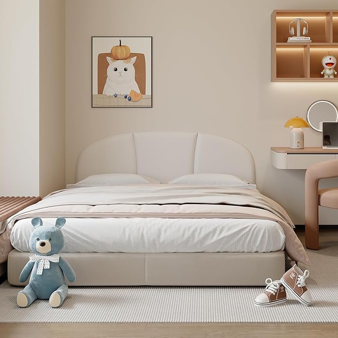 Yutianli Upholstered Headboard Queen Size 59"x 20" Wall Mounted Peel and Stick Headboard White Anti Collision Padding